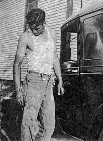 Allen Crosby, about 1935, looking like a car mechanic.