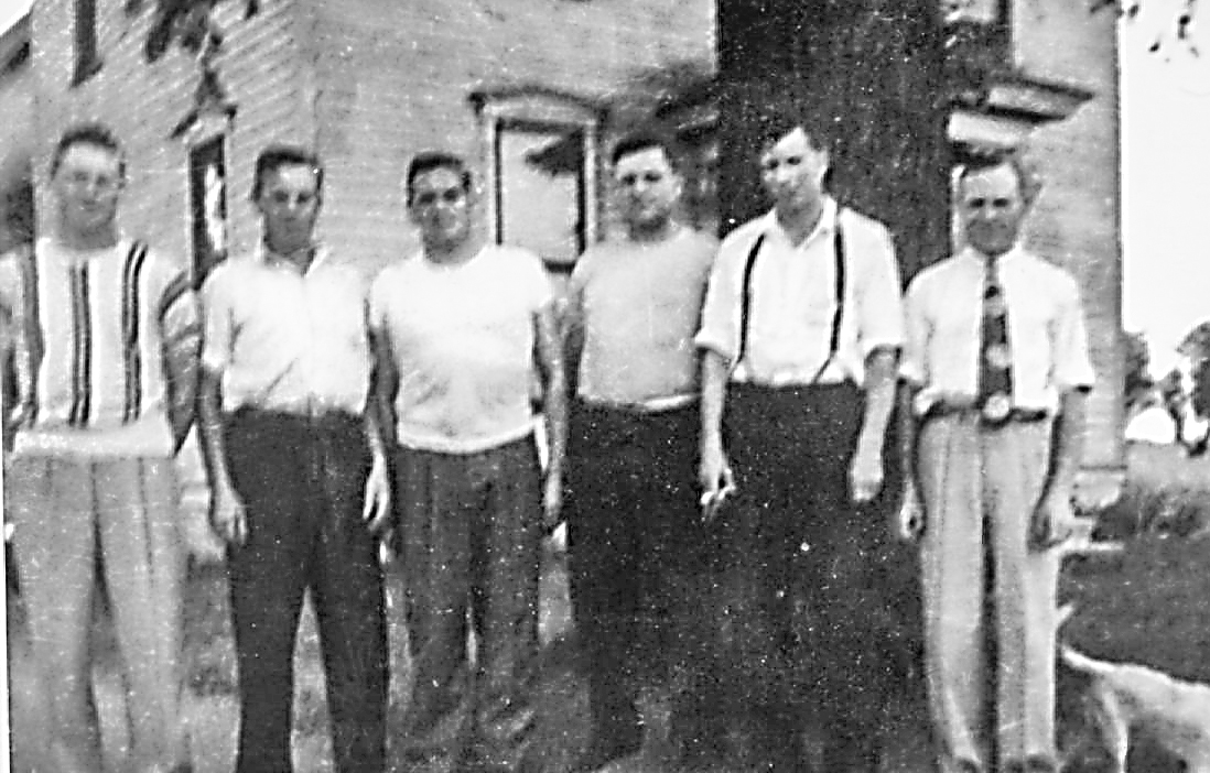 Albert, Herman, Clarence, Ed, Carl, and John Caspers, about 1950.
