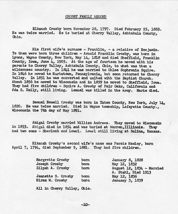 Elkanah page from the 1968 Floyd and Charlotte Crosby book.