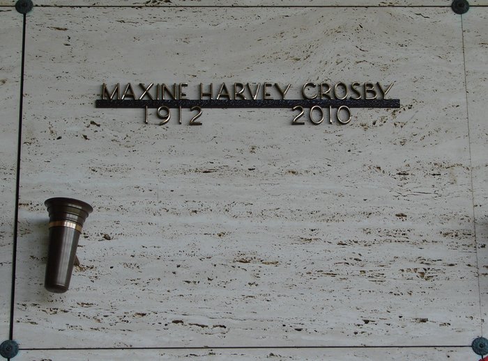 Grave vault of Maxine V. Crosby.