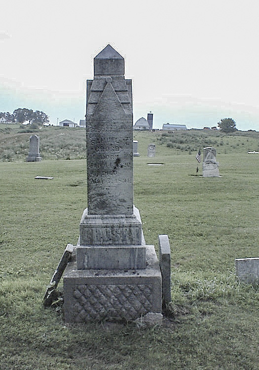 Gravestone of Samuel Newell Crosby at Eastman Cemetery.